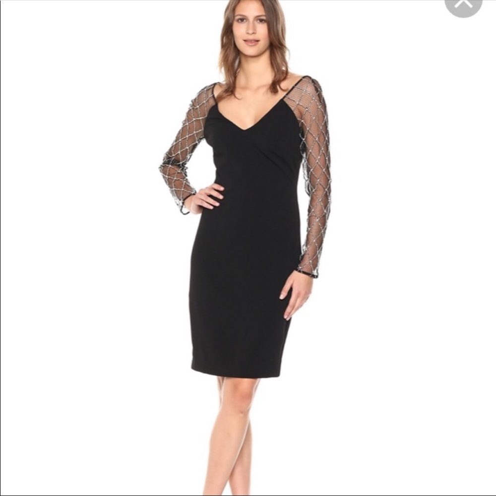 Badgley Mischka stretch crepe cocktail dress
